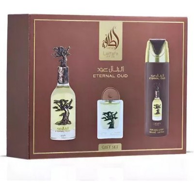 LATTAFA Eternal Oud SET: EDP 100ml + deo spray 200ml + EDP 20ml + atomizer